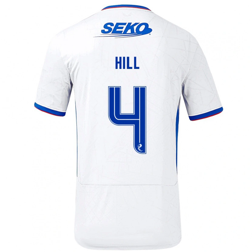 Danxen Donna Maglia Kathryn Hill #4 Bianco Blu Kit Gara Away 2024/25 Maglietta