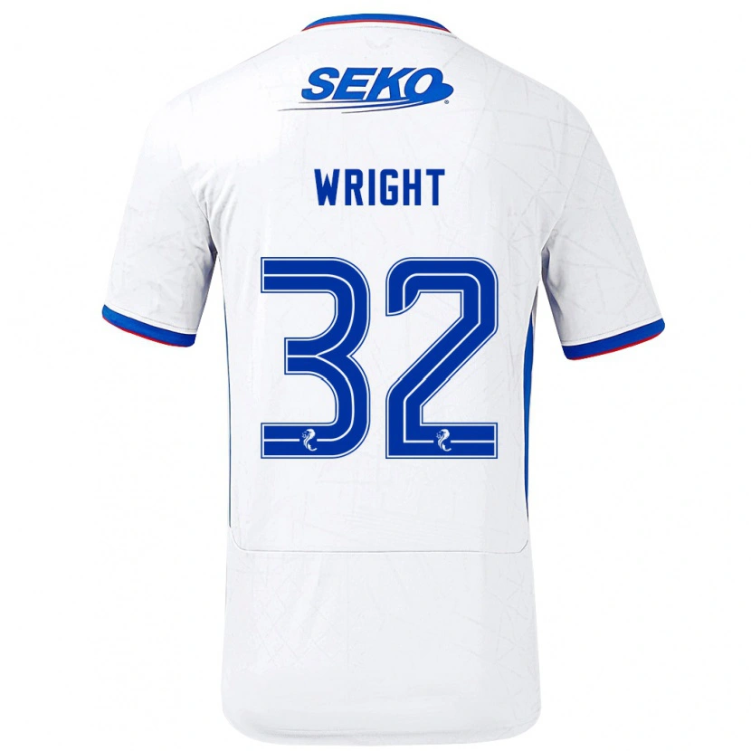 Danxen Donna Maglia Kieran Wright #32 Bianco Blu Kit Gara Away 2024/25 Maglietta