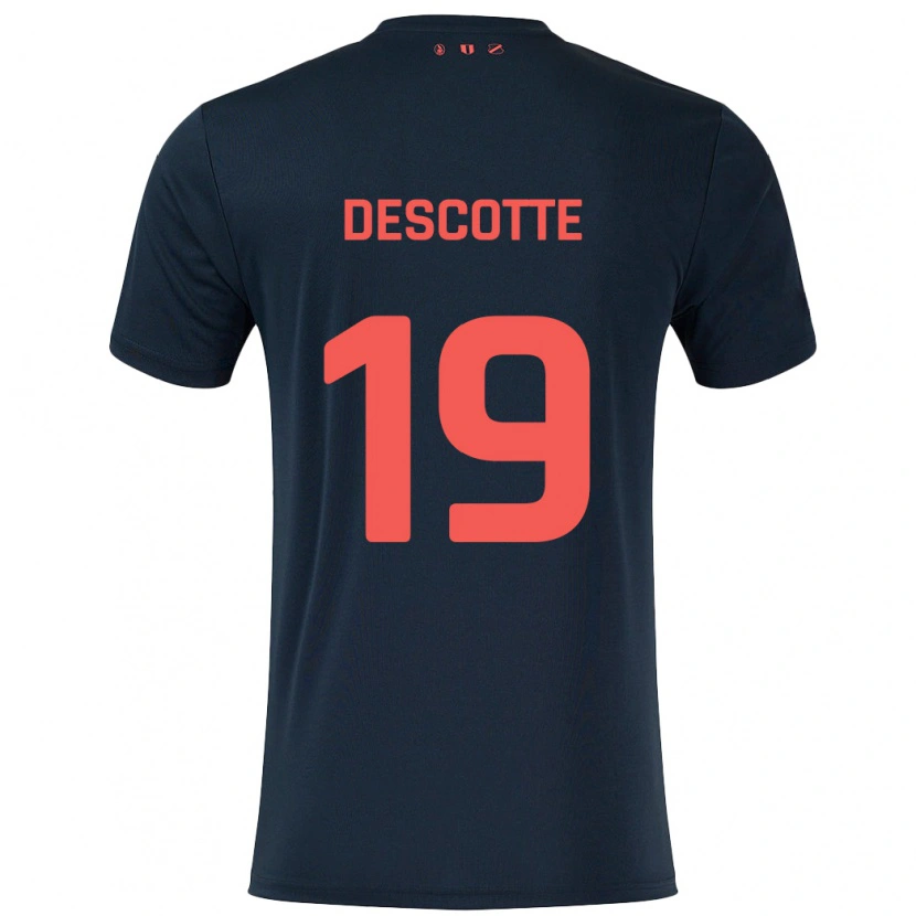 Danxen Donna Maglia Anthony Descotte #19 Nero Rosso Kit Gara Away 2024/25 Maglietta