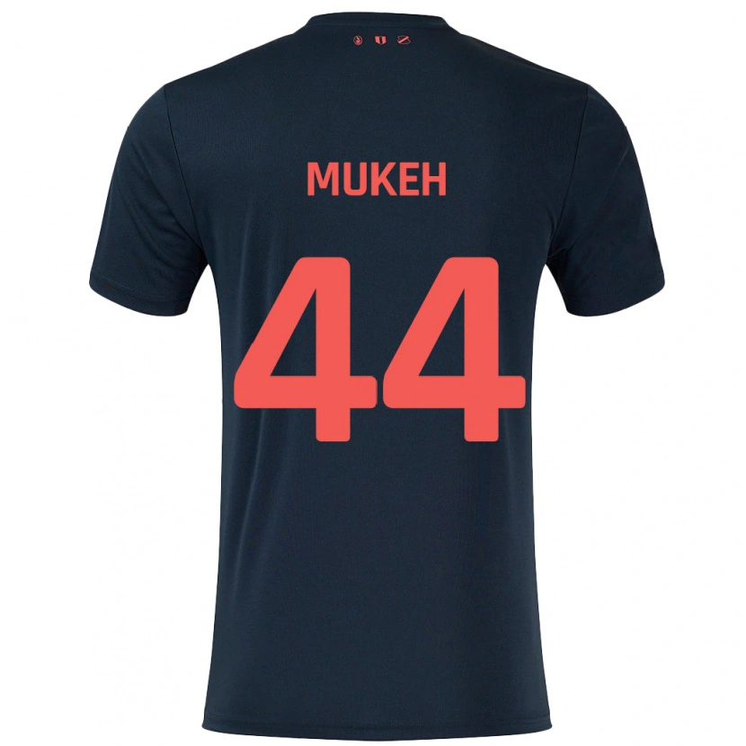 Danxen Donna Maglia Joshua Mukeh #44 Nero Rosso Kit Gara Away 2024/25 Maglietta