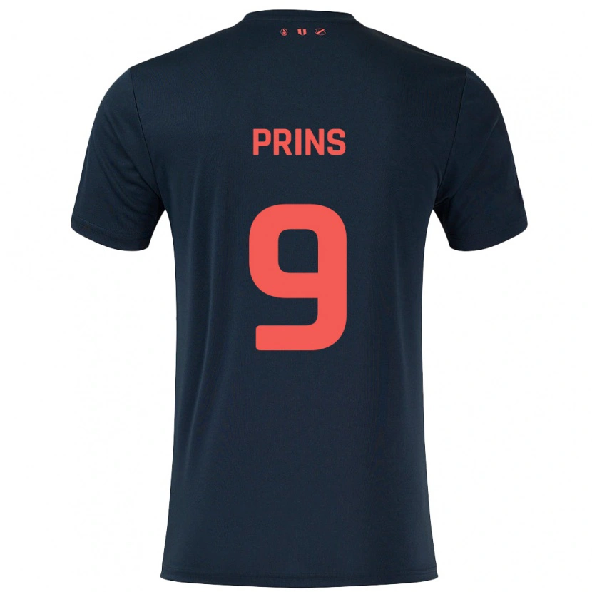 Danxen Donna Maglia Femke Prins #9 Nero Rosso Kit Gara Away 2024/25 Maglietta