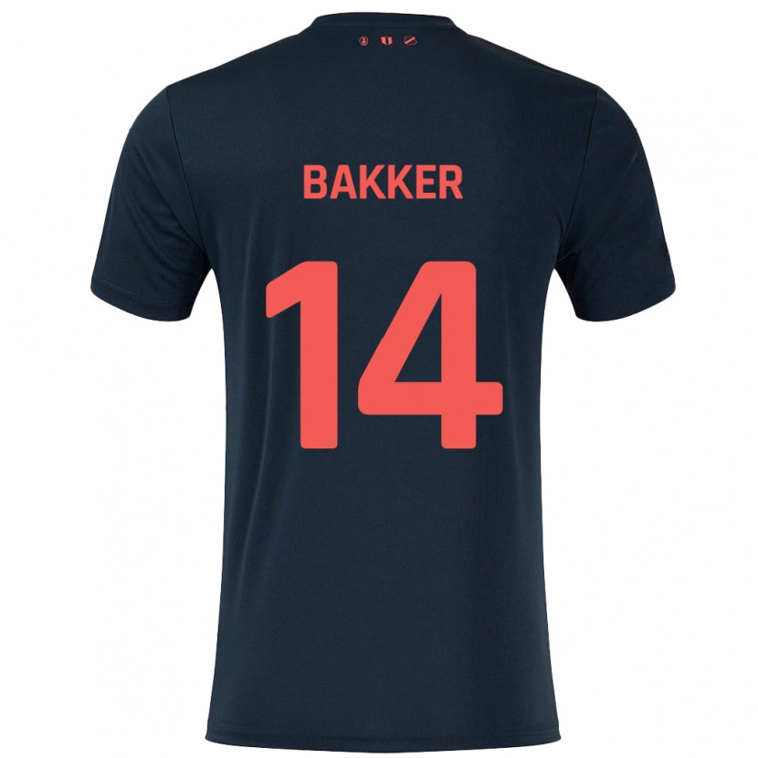Danxen Donna Maglia Eshly Bakker #14 Nero Rosso Kit Gara Away 2024/25 Maglietta