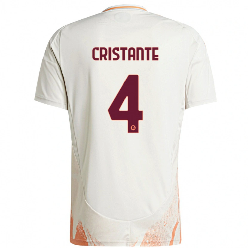 Danxen Donna Maglia Bryan Cristante #4 Crema Bianco Arancione Kit Gara Away 2024/25 Maglietta