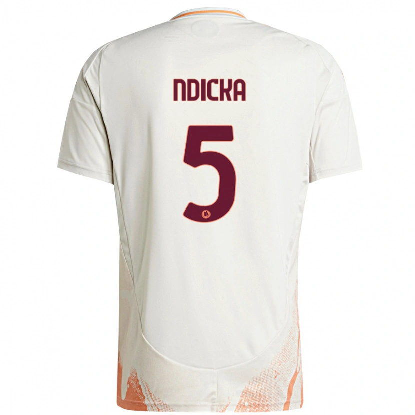 Danxen Donna Maglia Evan Ndicka #5 Crema Bianco Arancione Kit Gara Away 2024/25 Maglietta