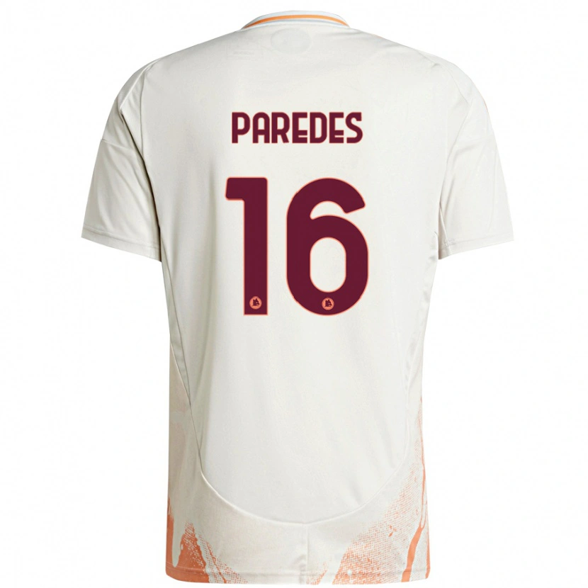 Danxen Donna Maglia Leandro Paredes #16 Crema Bianco Arancione Kit Gara Away 2024/25 Maglietta