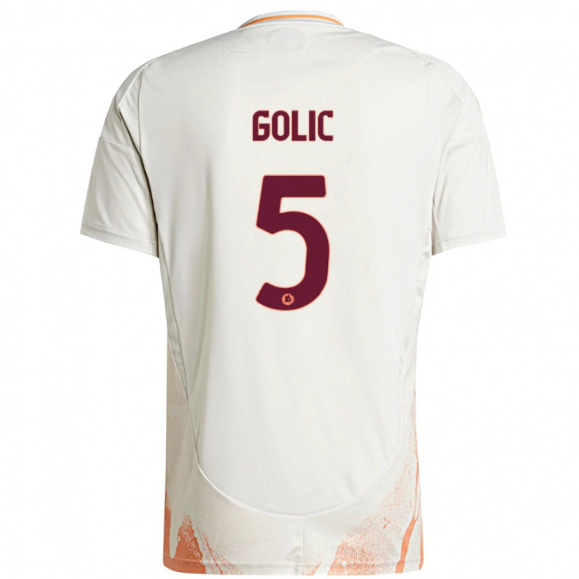 Danxen Donna Maglia Lovro Golic #5 Crema Bianco Arancione Kit Gara Away 2024/25 Maglietta