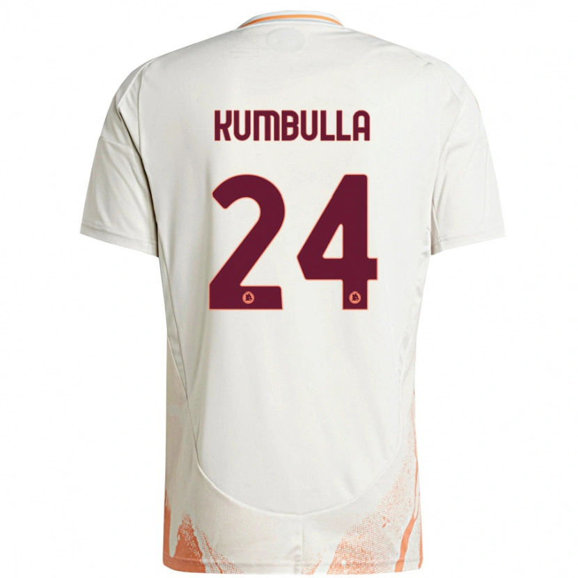 Danxen Donna Maglia Marash Kumbulla #24 Crema Bianco Arancione Kit Gara Away 2024/25 Maglietta