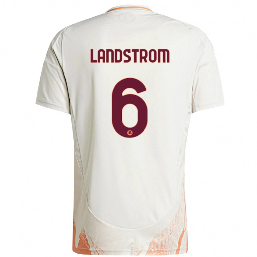 Danxen Donna Maglia Elin Landstrom #6 Crema Bianco Arancione Kit Gara Away 2024/25 Maglietta
