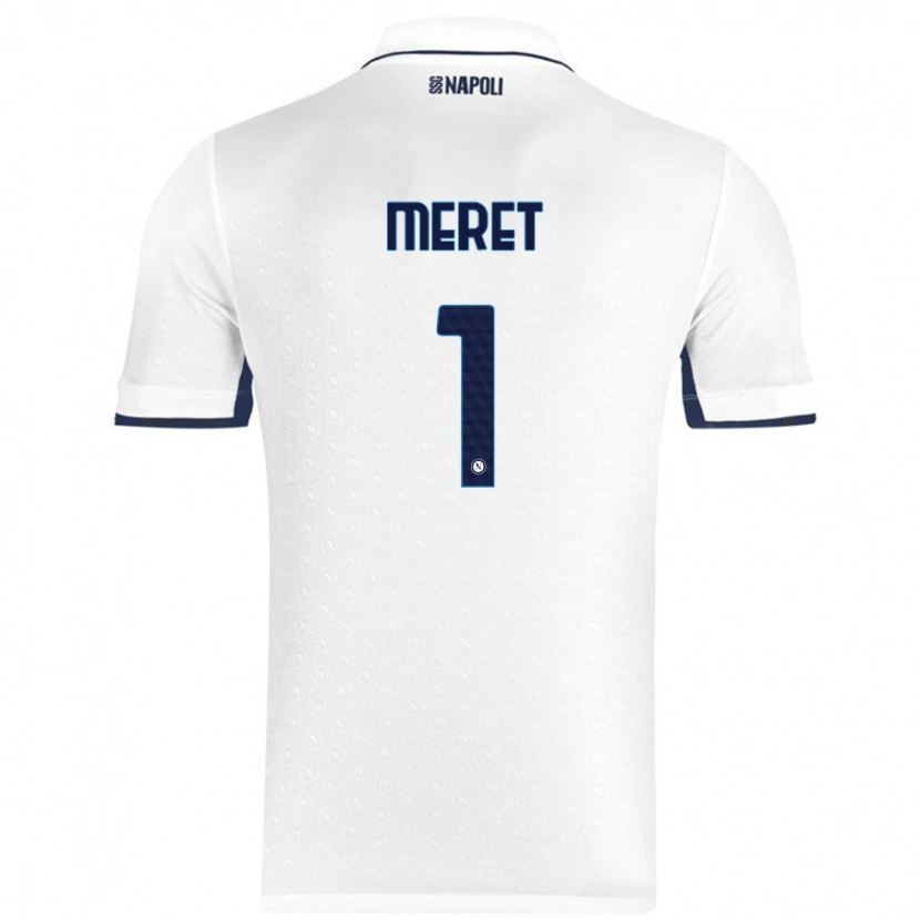 Danxen Donna Maglia Alex Meret #1 Bianco Blu Reale Kit Gara Away 2024/25 Maglietta