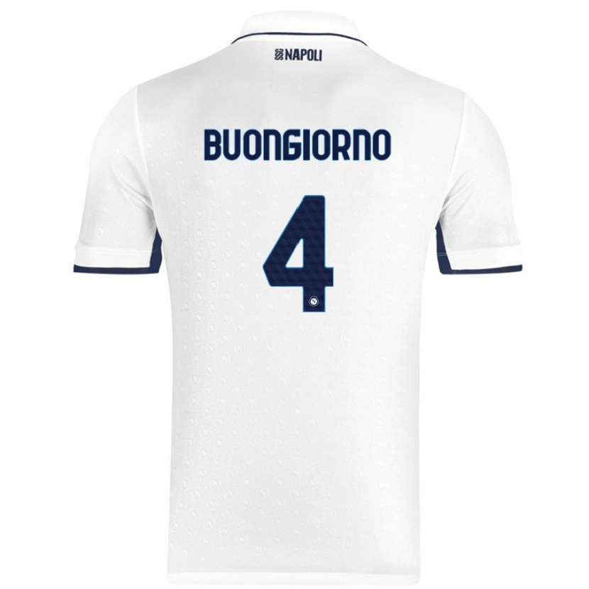 Danxen Donna Maglia Alessandro Buongiorno #4 Bianco Blu Reale Kit Gara Away 2024/25 Maglietta