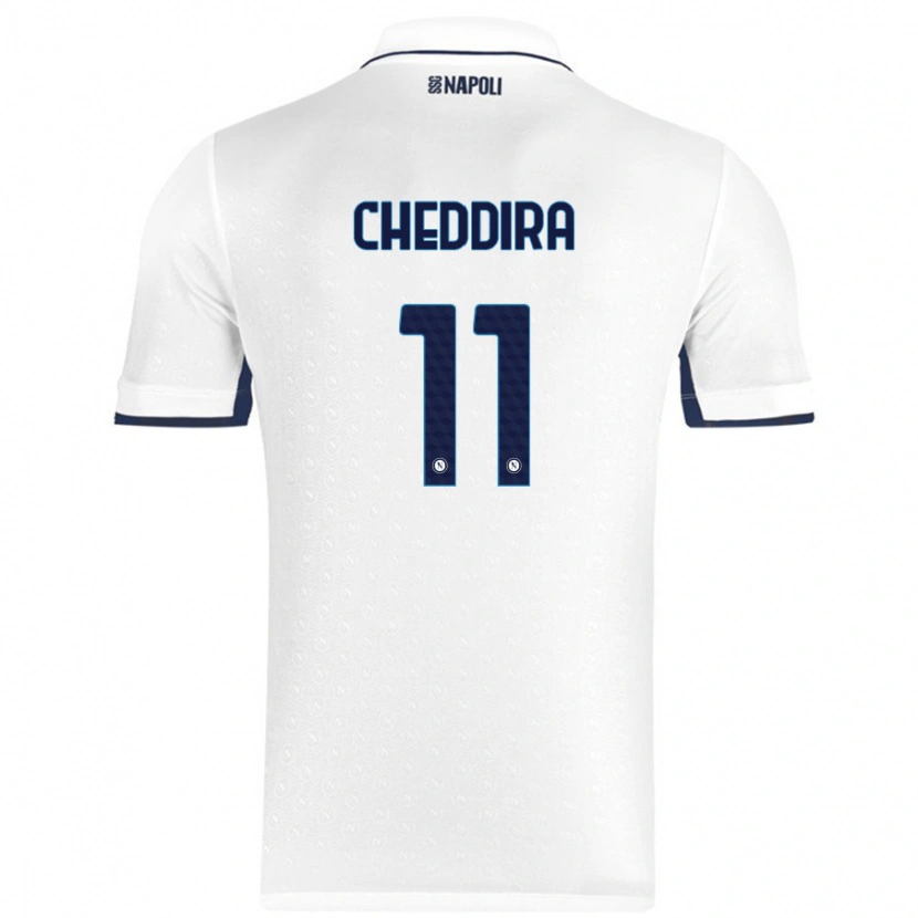 Danxen Donna Maglia Walid Cheddira #11 Bianco Blu Reale Kit Gara Away 2024/25 Maglietta