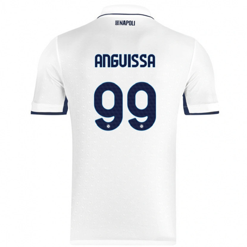 Danxen Donna Maglia Frank Anguissa #99 Bianco Blu Reale Kit Gara Away 2024/25 Maglietta