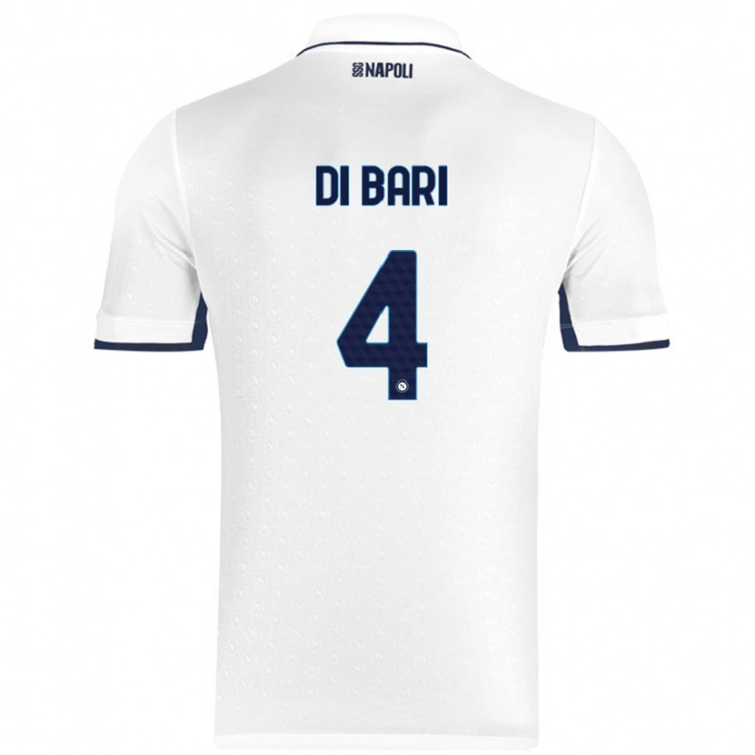 Danxen Donna Maglia Martina Di Bari #4 Bianco Blu Reale Kit Gara Away 2024/25 Maglietta