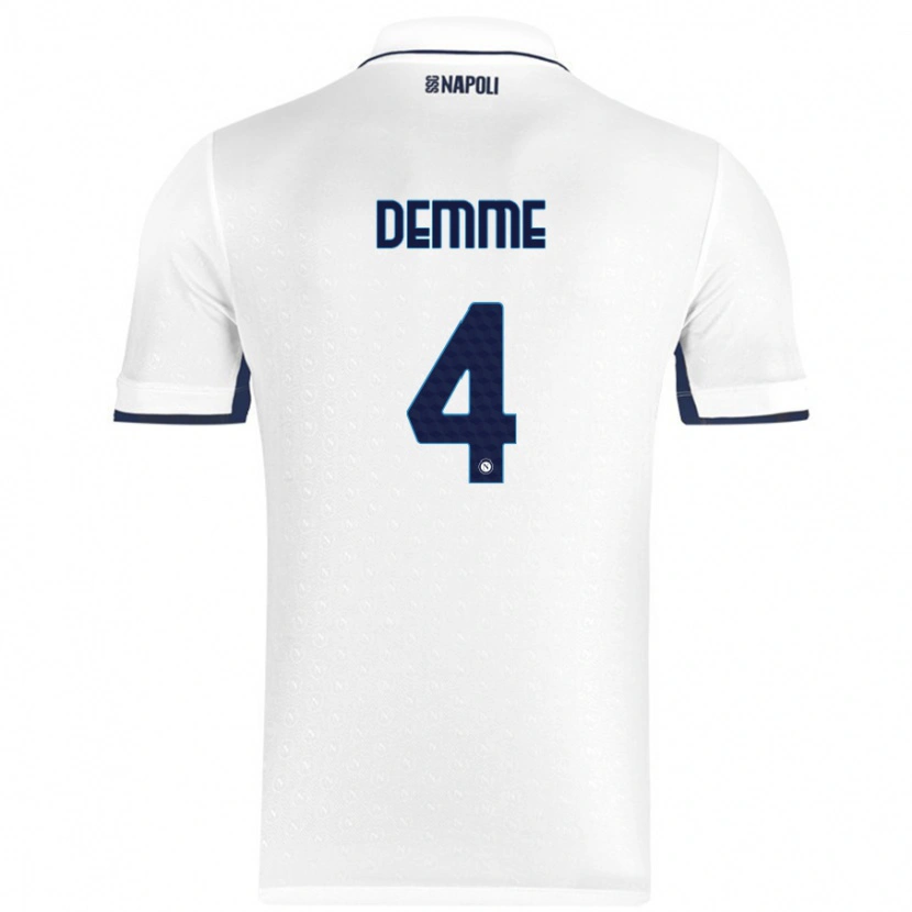 Danxen Donna Maglia Diego Demme #4 Bianco Blu Reale Kit Gara Away 2024/25 Maglietta