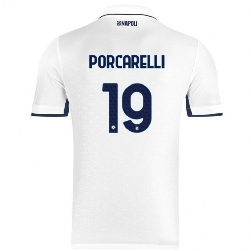 Danxen Donna Maglia Maddelena Porcarelli #19 Bianco Blu Reale Kit Gara Away 2024/25 Maglietta
