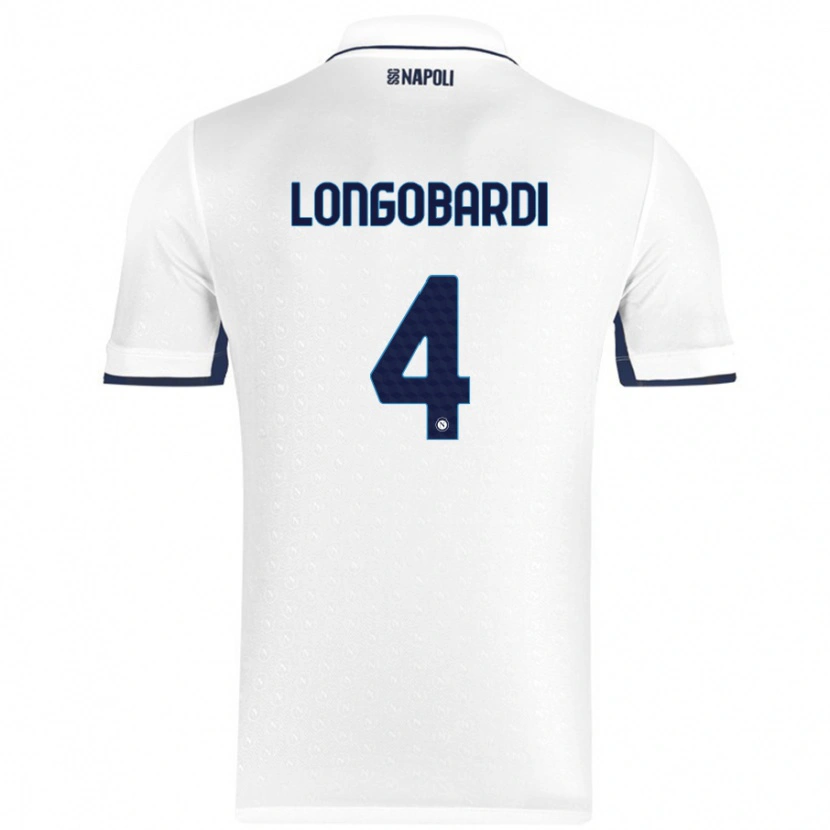 Danxen Donna Maglia Salvatore Longobardi #4 Bianco Blu Reale Kit Gara Away 2024/25 Maglietta