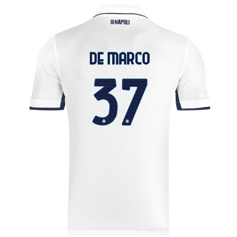 Danxen Donna Maglia Francesco De Marco #37 Bianco Blu Reale Kit Gara Away 2024/25 Maglietta