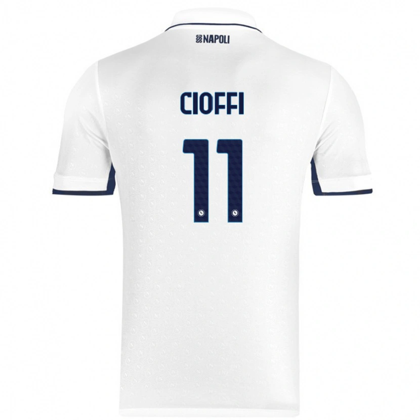 Danxen Donna Maglia Antonio Cioffi #11 Bianco Blu Reale Kit Gara Away 2024/25 Maglietta
