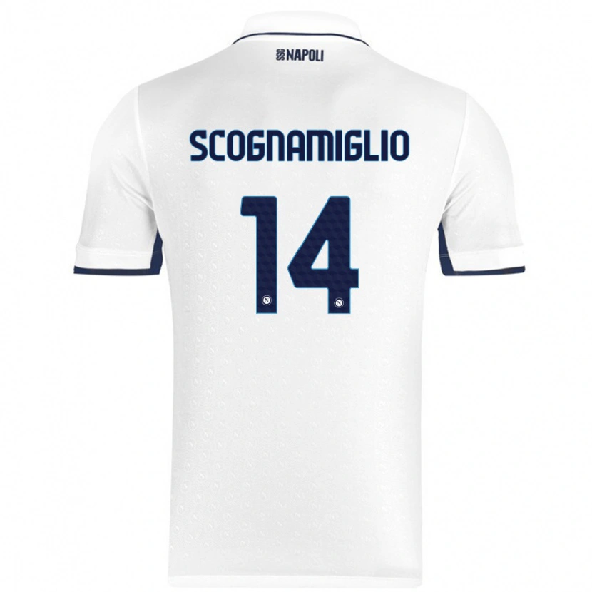 Danxen Donna Maglia Fabio Scognamiglio #14 Bianco Blu Reale Kit Gara Away 2024/25 Maglietta