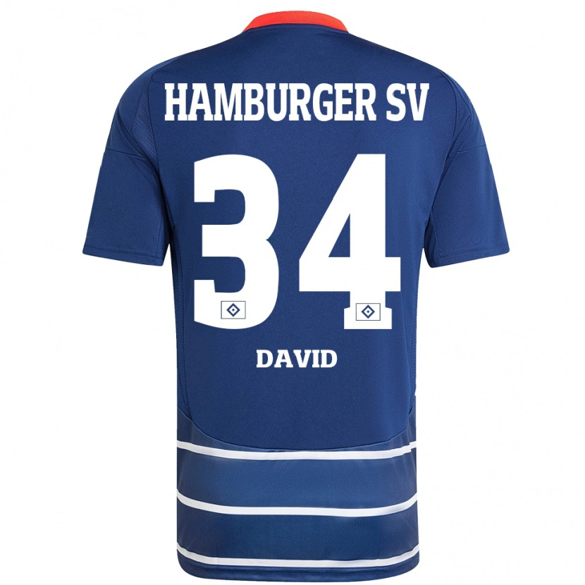 Danxen Donna Maglia Jonas David #34 Blu Scuro Kit Gara Away 2024/25 Maglietta