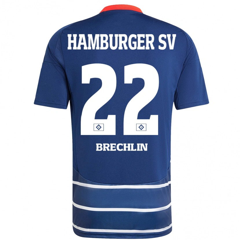 Danxen Donna Maglia Bjarne Brechlin #22 Blu Scuro Kit Gara Away 2024/25 Maglietta
