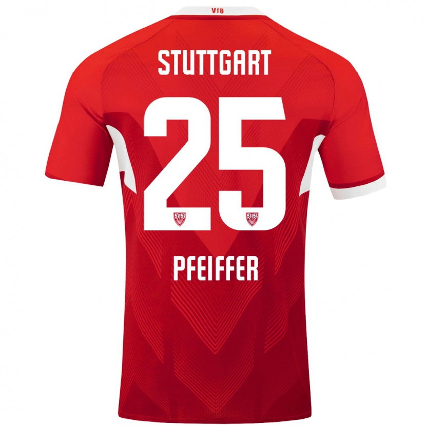 Danxen Donna Maglia Luca Pfeiffer #25 Rosso Bianco Kit Gara Away 2024/25 Maglietta