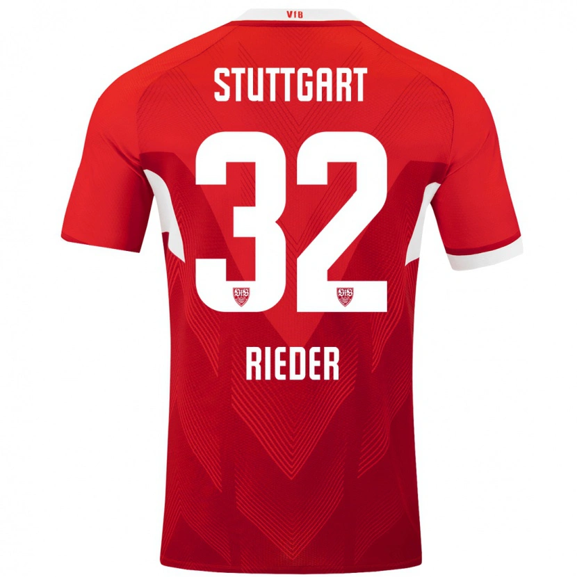 Danxen Donna Maglia Fabian Rieder #32 Rosso Bianco Kit Gara Away 2024/25 Maglietta