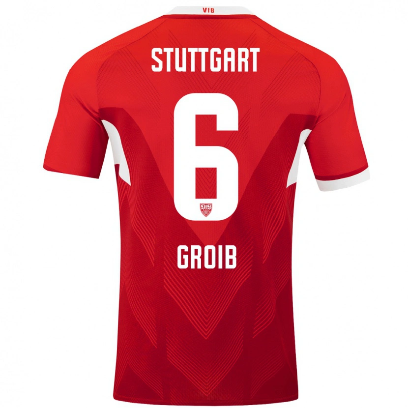 Danxen Donna Maglia Alexander Groiß #6 Rosso Bianco Kit Gara Away 2024/25 Maglietta