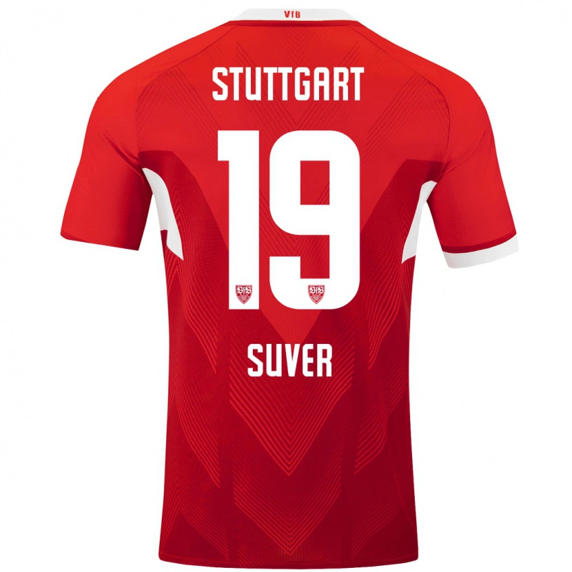 Danxen Donna Maglia Jakov Suver #19 Rosso Bianco Kit Gara Away 2024/25 Maglietta