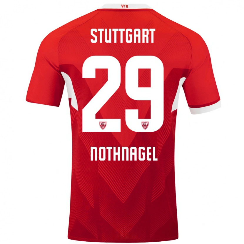 Danxen Donna Maglia Dominik Nothnagel #29 Rosso Bianco Kit Gara Away 2024/25 Maglietta