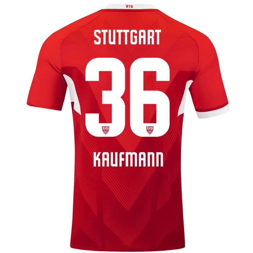 Danxen Donna Maglia Tino Kaufmann #36 Rosso Bianco Kit Gara Away 2024/25 Maglietta
