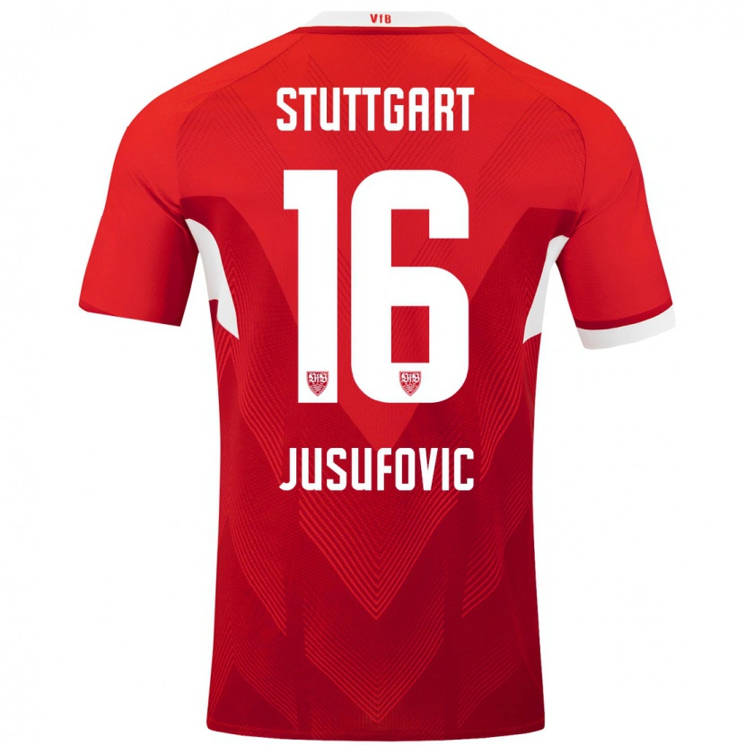 Danxen Donna Maglia Farah Jusufović #16 Rosso Bianco Kit Gara Away 2024/25 Maglietta