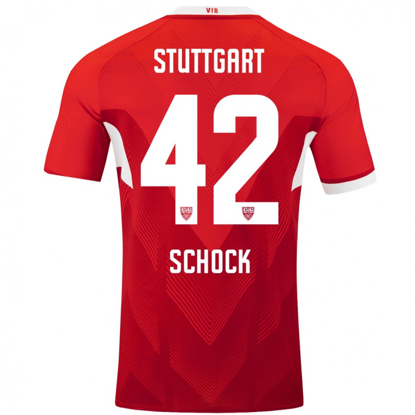Danxen Donna Maglia Florian Schock #42 Rosso Bianco Kit Gara Away 2024/25 Maglietta