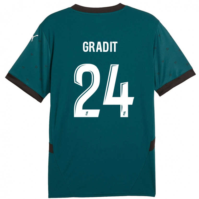 Danxen Donna Maglia Jonathan Gradit #24 Verde Scuro Kit Gara Away 2024/25 Maglietta