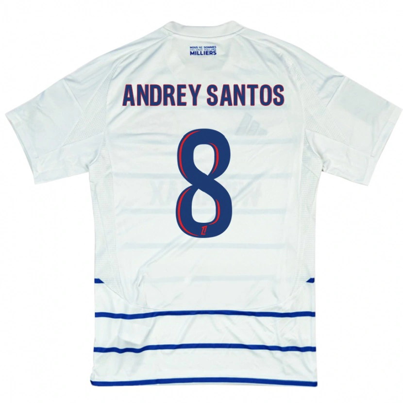 Danxen Donna Maglia Andrey Santos #8 Bianco Blu Kit Gara Away 2024/25 Maglietta