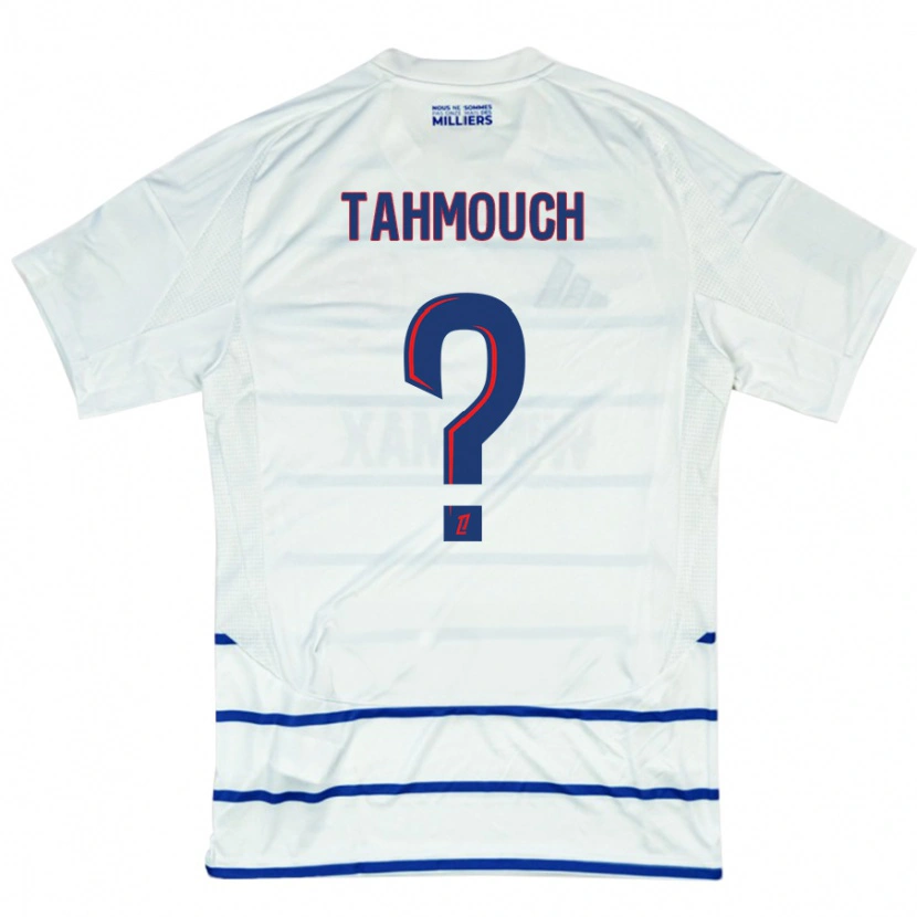Danxen Donna Maglia Mathieu Tahmouch #0 Bianco Blu Kit Gara Away 2024/25 Maglietta