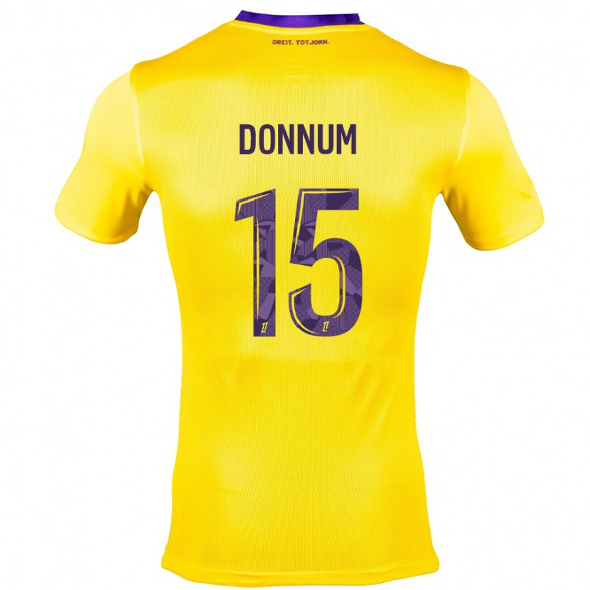Danxen Donna Maglia Aron Dønnum #15 Giallo Viola Kit Gara Away 2024/25 Maglietta