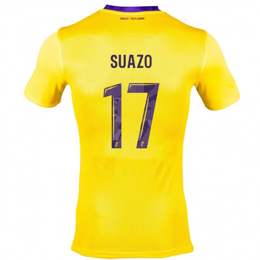 Danxen Donna Maglia Gabriel Suazo #17 Giallo Viola Kit Gara Away 2024/25 Maglietta