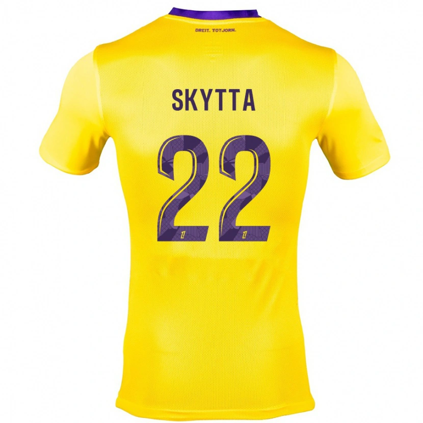 Danxen Donna Maglia Naatan Skyttä #22 Giallo Viola Kit Gara Away 2024/25 Maglietta