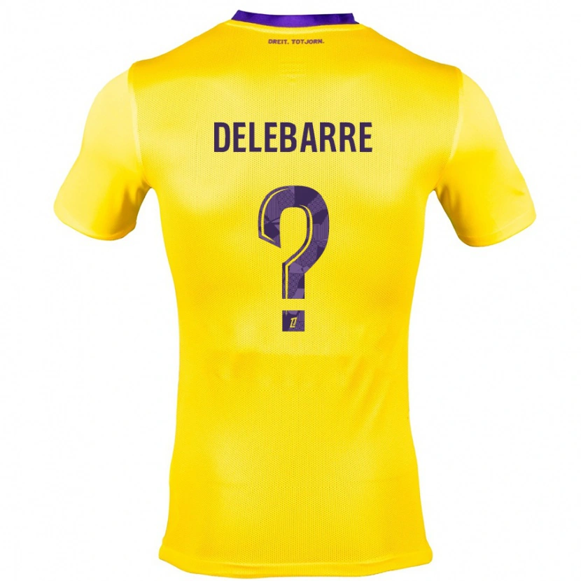 Danxen Donna Maglia Mathis Delebarre #0 Giallo Viola Kit Gara Away 2024/25 Maglietta