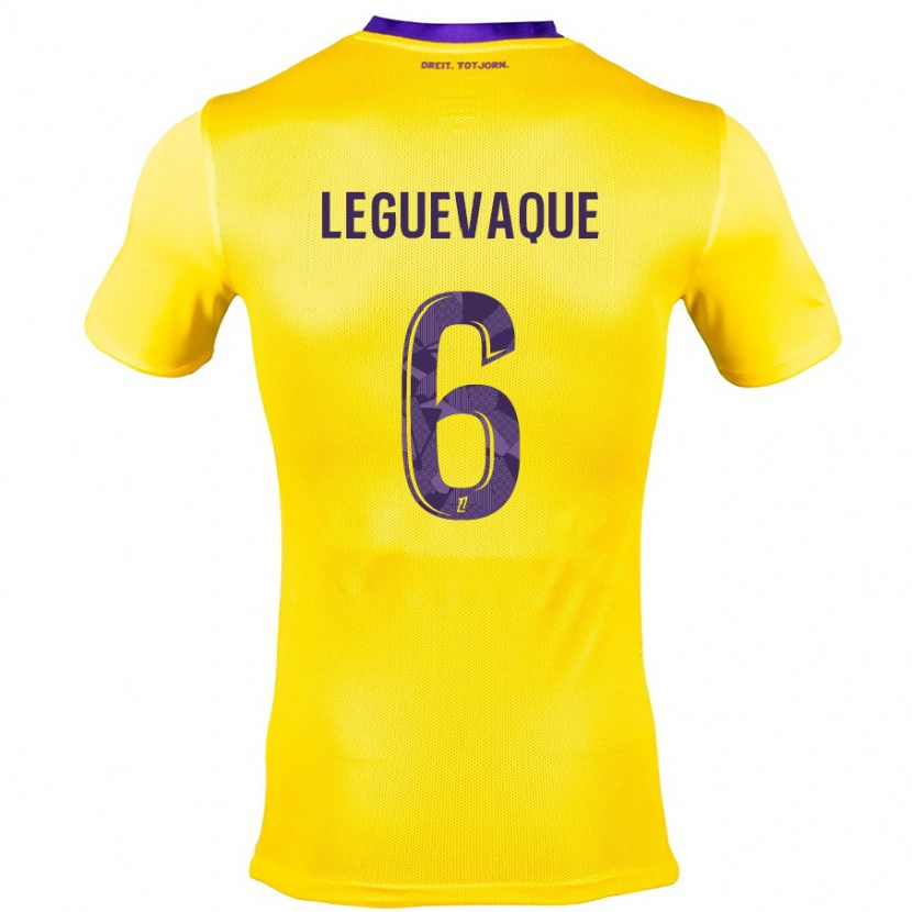 Danxen Donna Maglia Laurie Leguevaque #6 Giallo Viola Kit Gara Away 2024/25 Maglietta