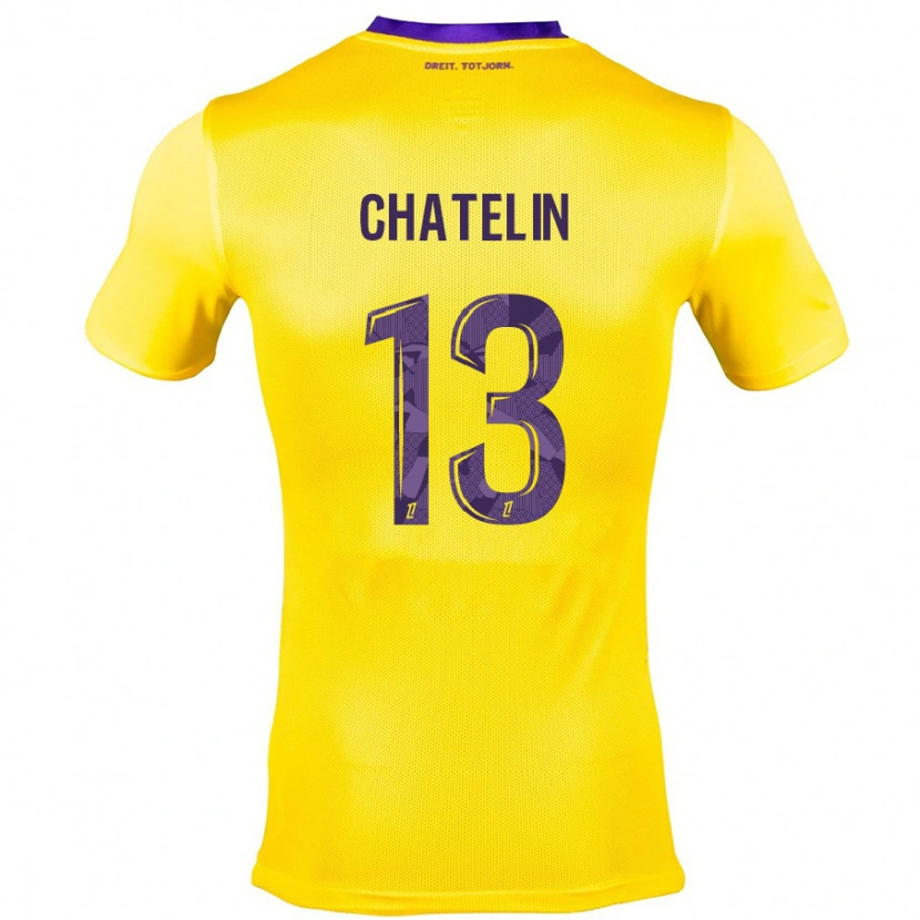 Danxen Donna Maglia Delphin Chatelin #13 Giallo Viola Kit Gara Away 2024/25 Maglietta