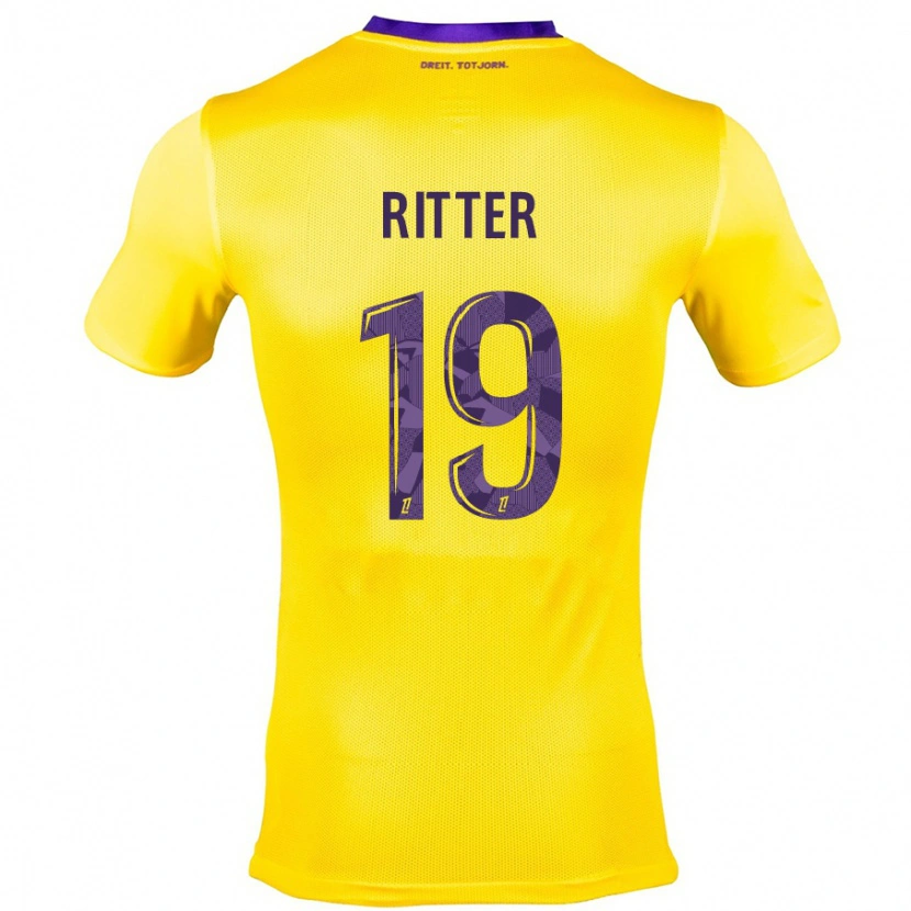 Danxen Donna Maglia Morgane Ritter #19 Giallo Viola Kit Gara Away 2024/25 Maglietta