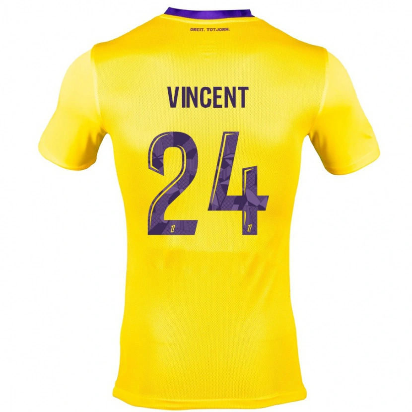 Danxen Donna Maglia Magalie Vincent #24 Giallo Viola Kit Gara Away 2024/25 Maglietta