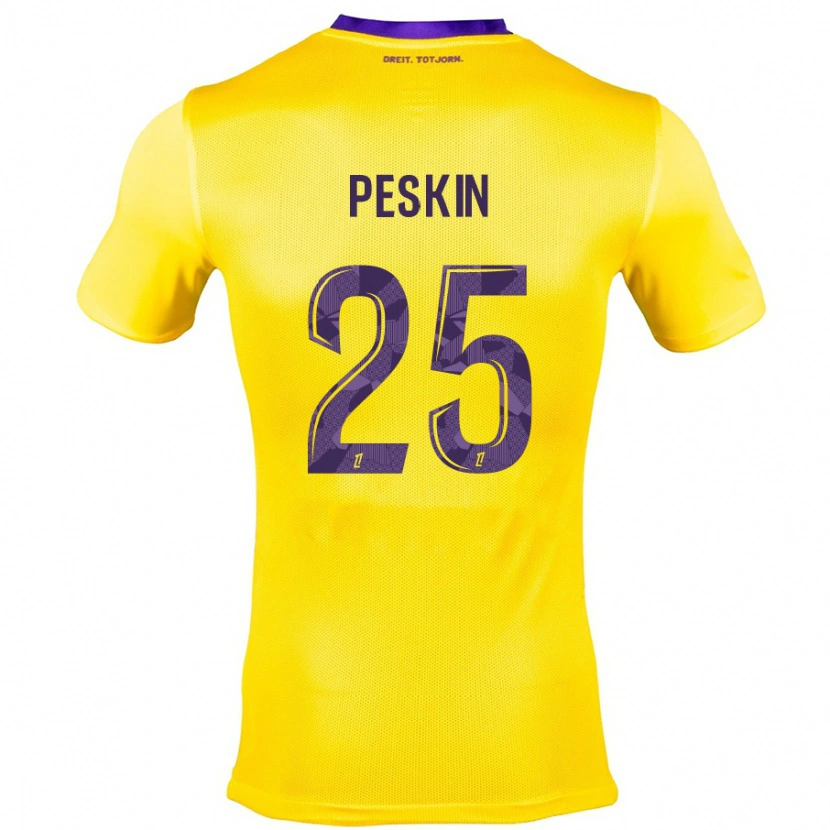 Danxen Donna Maglia Kelso Peskin #25 Giallo Viola Kit Gara Away 2024/25 Maglietta