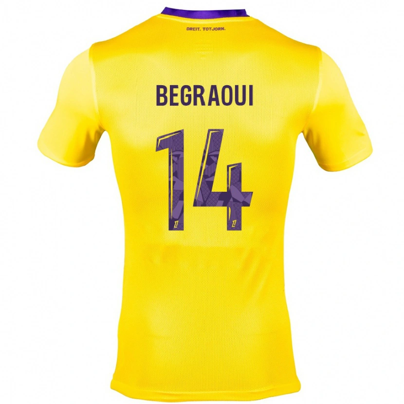 Danxen Donna Maglia Yanis Begraoui #14 Giallo Viola Kit Gara Away 2024/25 Maglietta