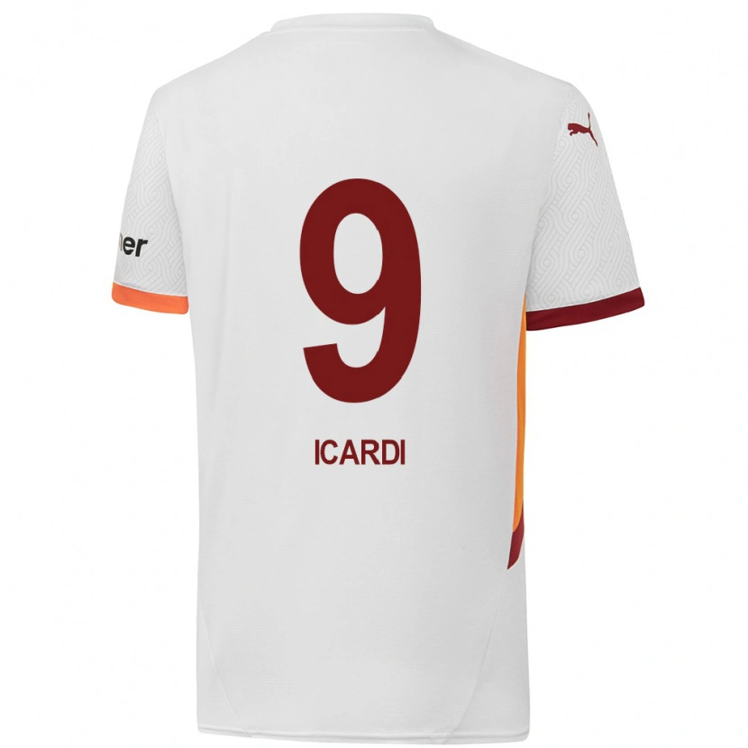 Danxen Donna Maglia Mauro Icardi #9 Bianco Giallo Rosso Kit Gara Away 2024/25 Maglietta