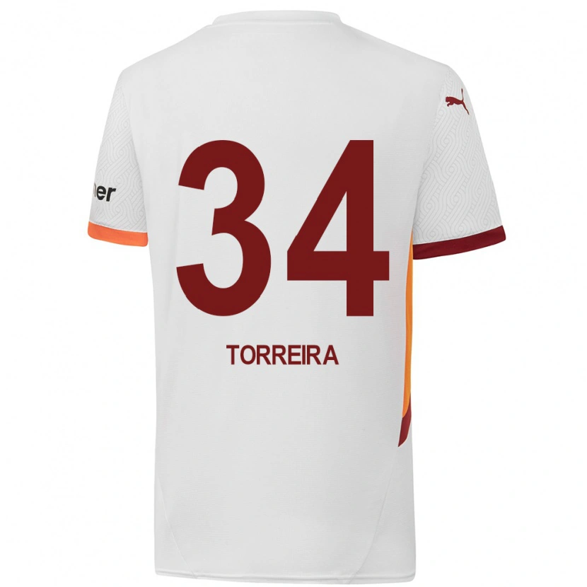 Danxen Donna Maglia Lucas Torreira #34 Bianco Giallo Rosso Kit Gara Away 2024/25 Maglietta