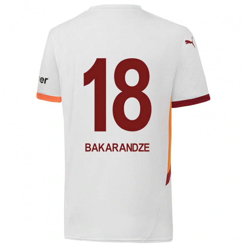 Danxen Donna Maglia Kristina Bakarandze #18 Bianco Giallo Rosso Kit Gara Away 2024/25 Maglietta