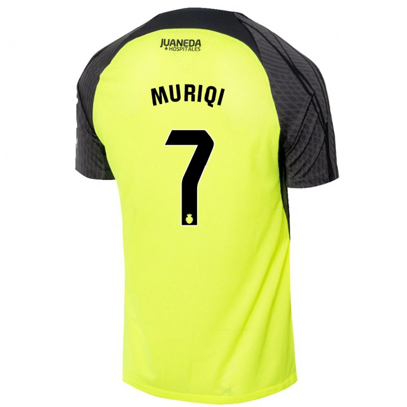 Danxen Donna Maglia Vedat Muriqi #7 Verde Fluorescente Nero Kit Gara Away 2024/25 Maglietta